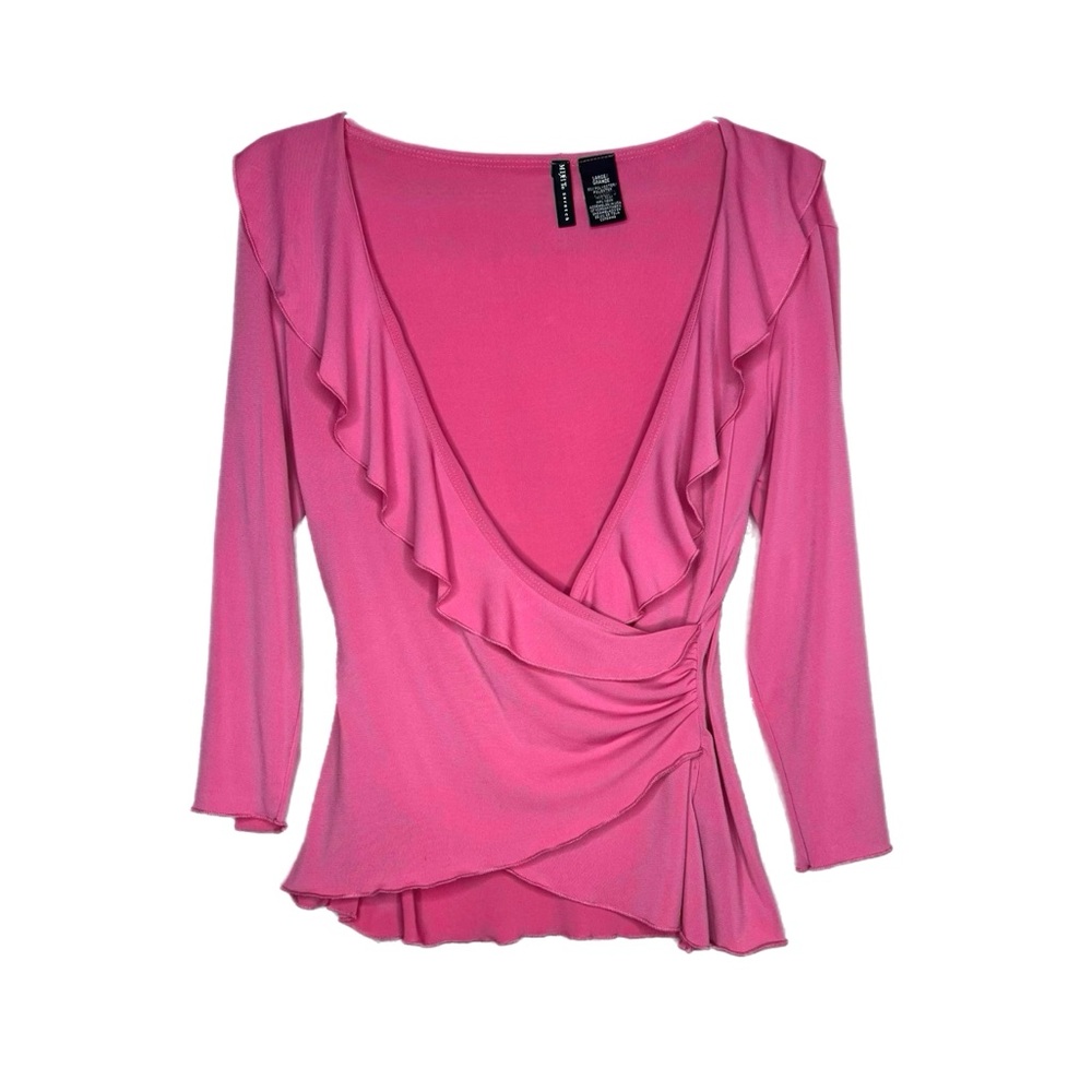 Mixit Vibrant Pink Ruffle Blouse